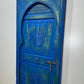 Blue Door Woodwork Geometric door hinges vintage, Entryway One Panel Wooden Door, Reclaimed Door of entry, Custom built entry doors.