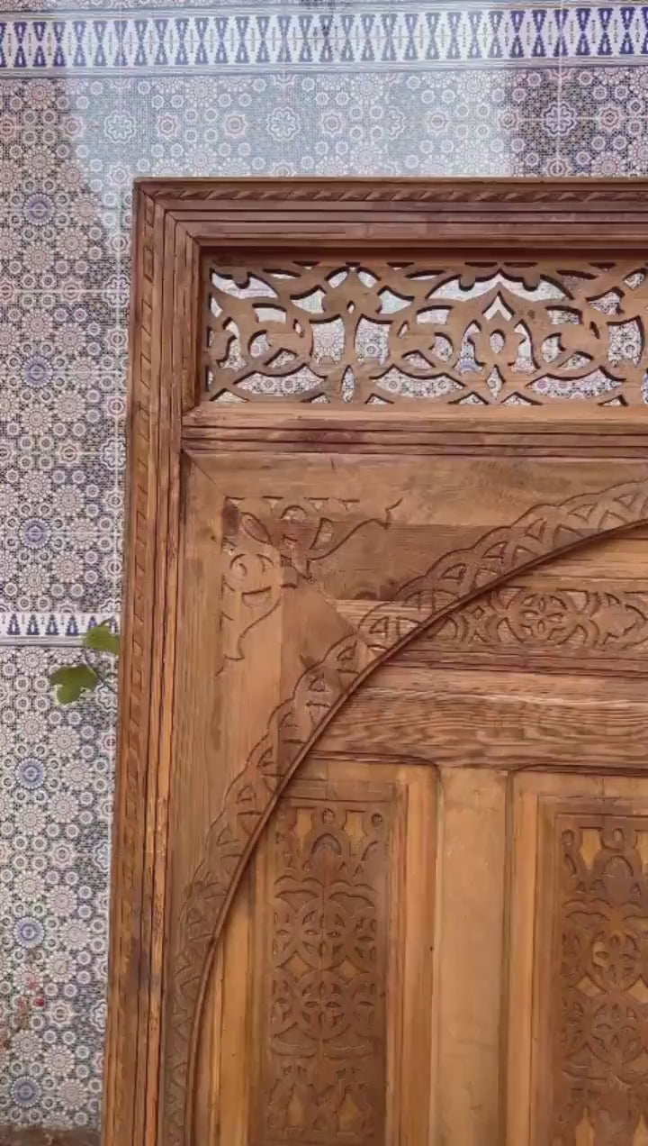 Moroccan Interior Exterior Door, Entrance Door, Antique Door, Entryway Door, Traditional Design, Hand Carved Door, Abstract Geometric.
