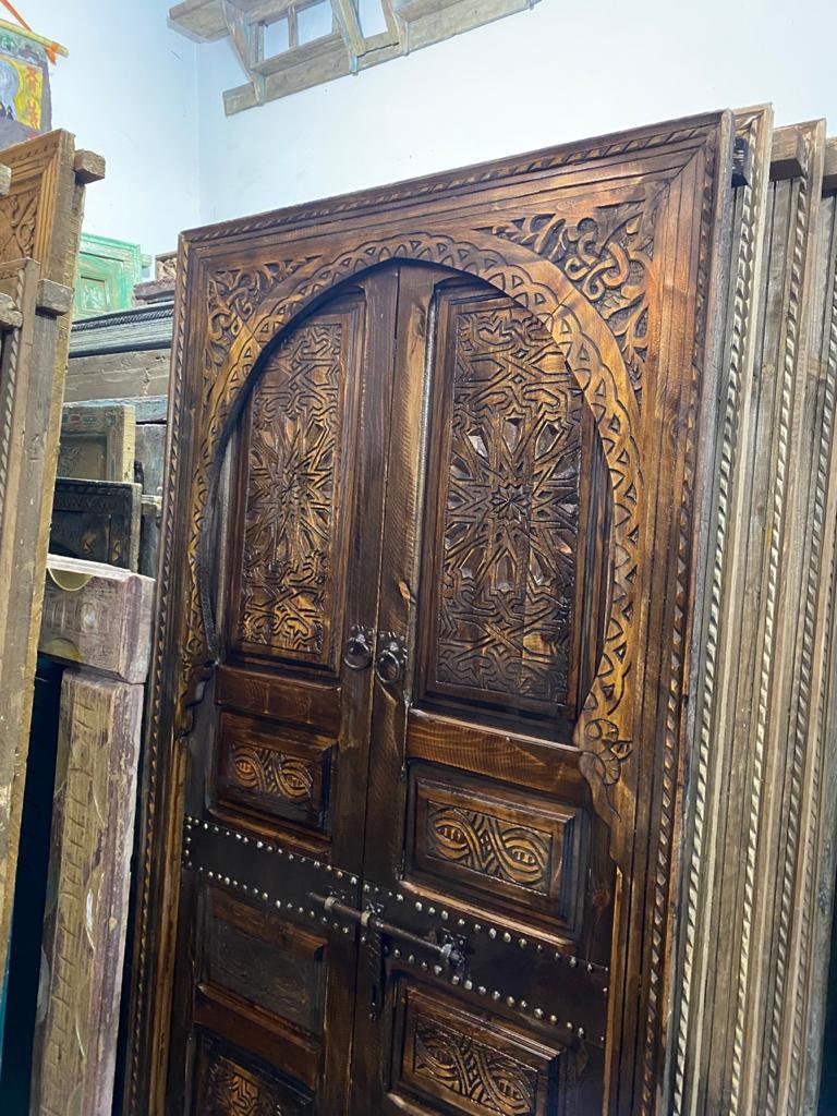 Porte marocaine traditionnelle Porte en bois sculptée , exterior interior  Door