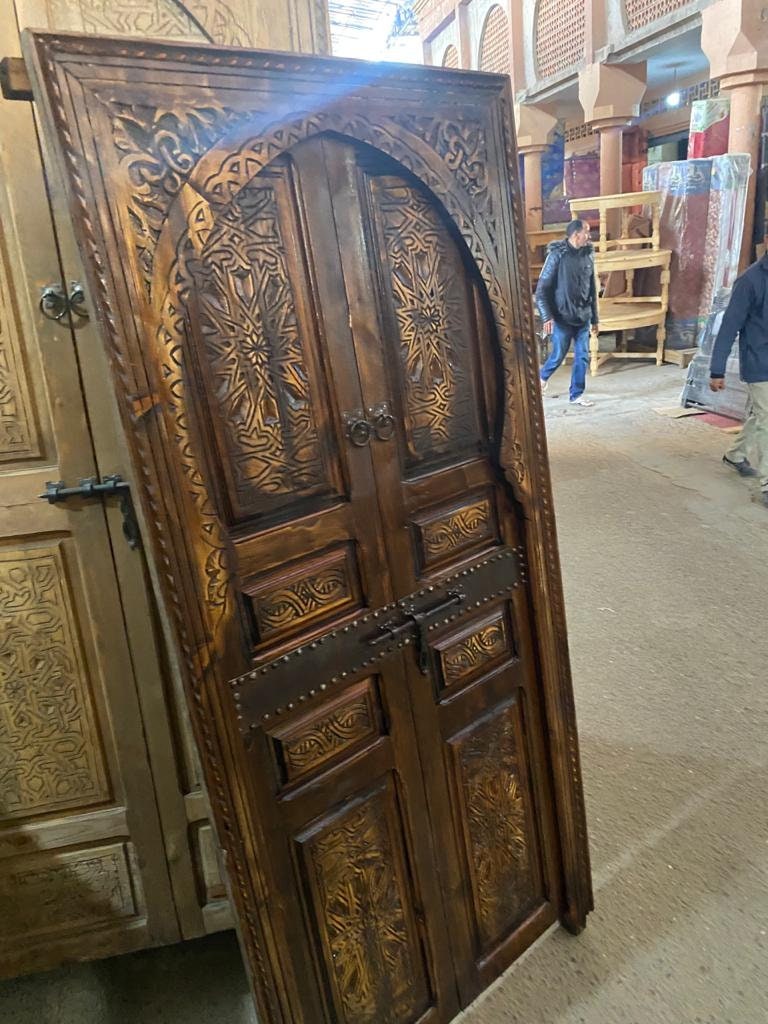 Porte marocaine traditionnelle Porte en bois sculptée , exterior interior  Door