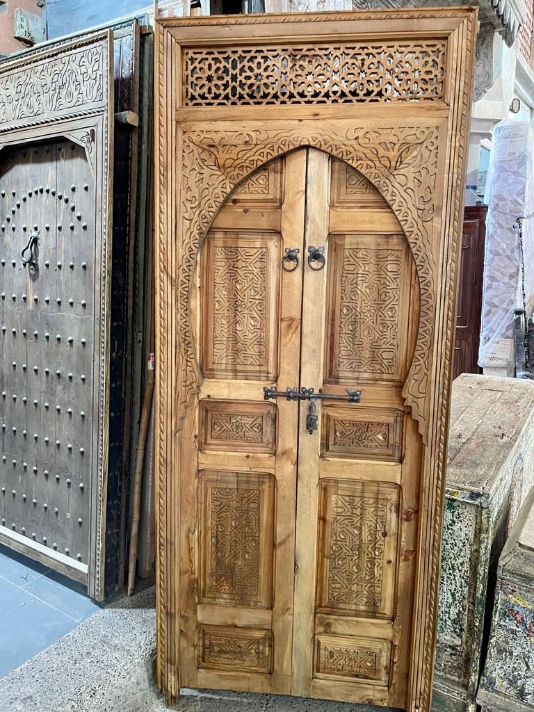 Porte double sculpté a la marocaine | Décoration murale | porte exterieur interieur