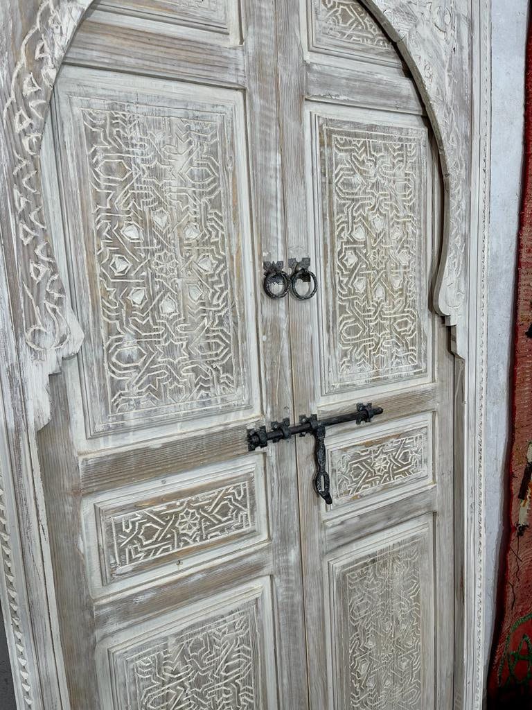 White Moroccan Door | Carved Door | Wall deco | Interior Decoration |