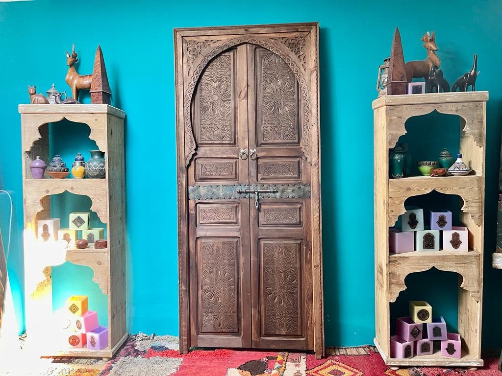 Porte marocaine traditionnelle Porte en bois sculptée , exterior interior Door, Wooden Carved Door .