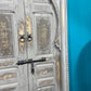 White Moroccan  Carved Door , Wooden Door , Antique Door , Wall Decor ,  Double Carved Wooden White Door .