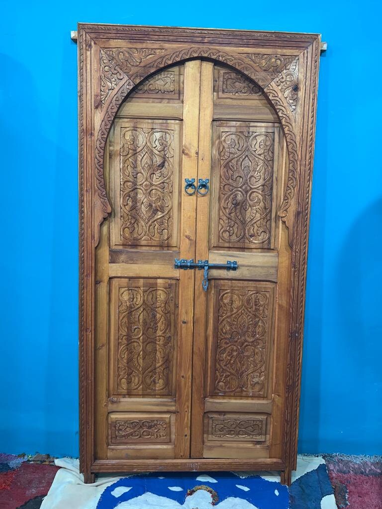 Moroccan Interior Door, Traditional Wooden Carved pannel of Best Quality of Wood , Amazing Carved Moroccan Door