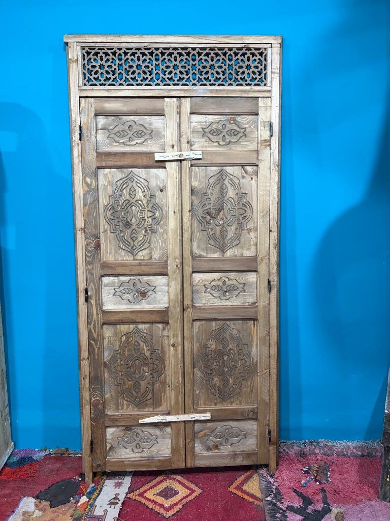 Moroccan Interior Door Traditional Wood Carved , With Amazing Model of illustration , Best Quality of Wood