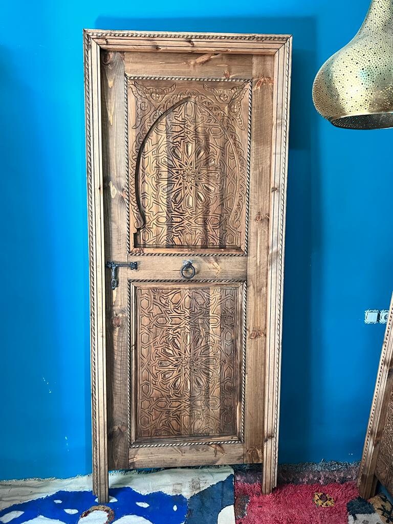 Moroccan Carved Door With handmade Wooden Work Vintage Door, Outside Doors, Home Doors, Custom Door,