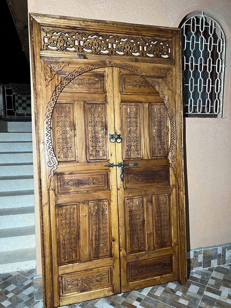 Carved Two Side , Wooden Moroccan Door With beeautiful carved in the two side , Moroccan Interior, Berber Exterior Door, Entrance Door .