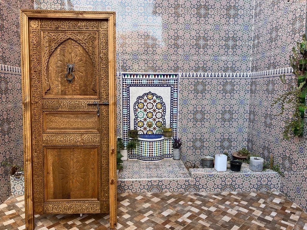 Wooden Carved Door Style Boho WRITING With Carved iron  Locker, Closet Interior Door designer Home Moroccan Gift Doors Modern Door & Locks .
