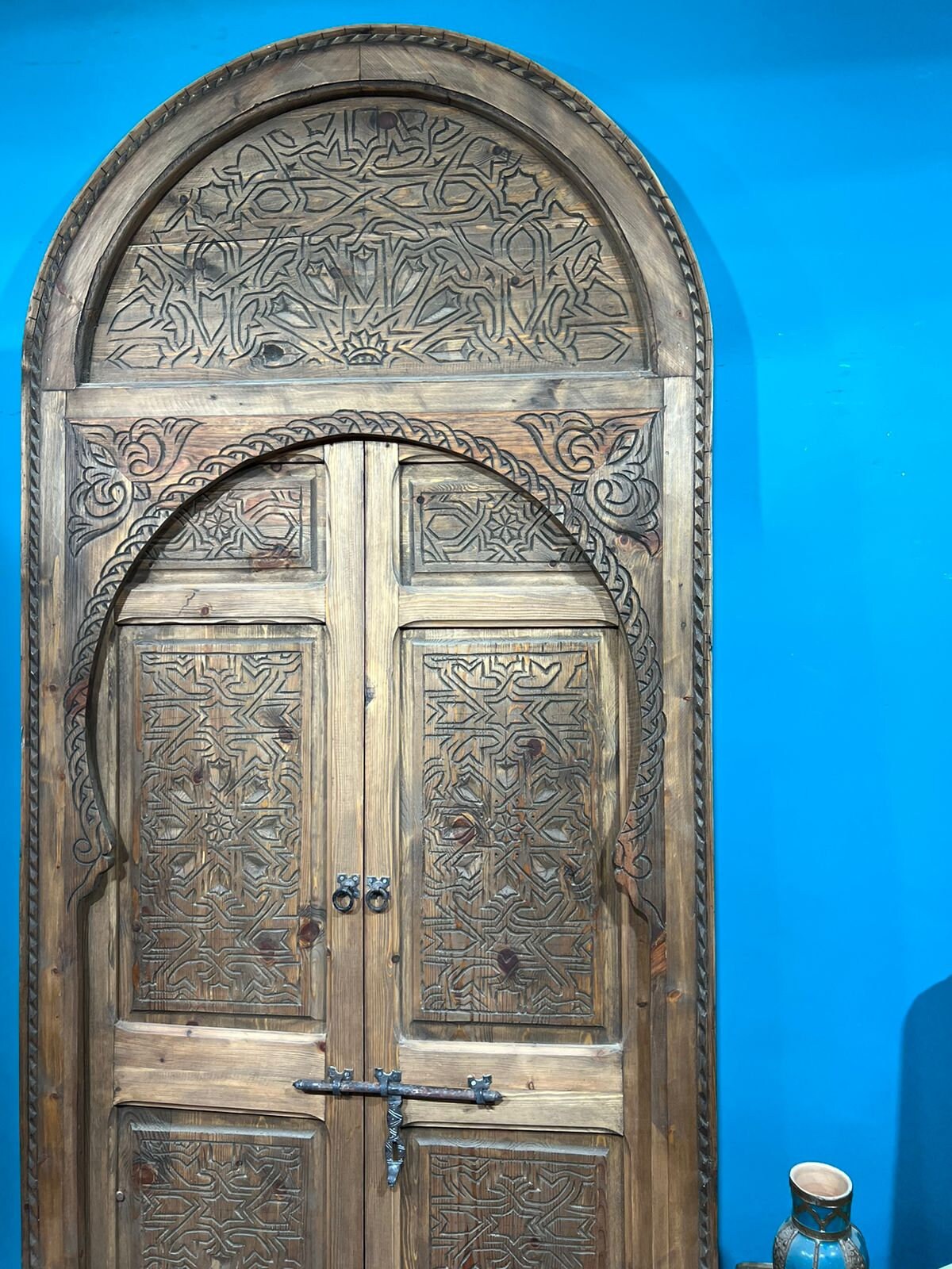Costum Moroccan Interior Exterieur Door, Entryway Rustic Abstract Geometric Door, Old Decor Mid Century Modern Reclaimed Door, Entrance Door