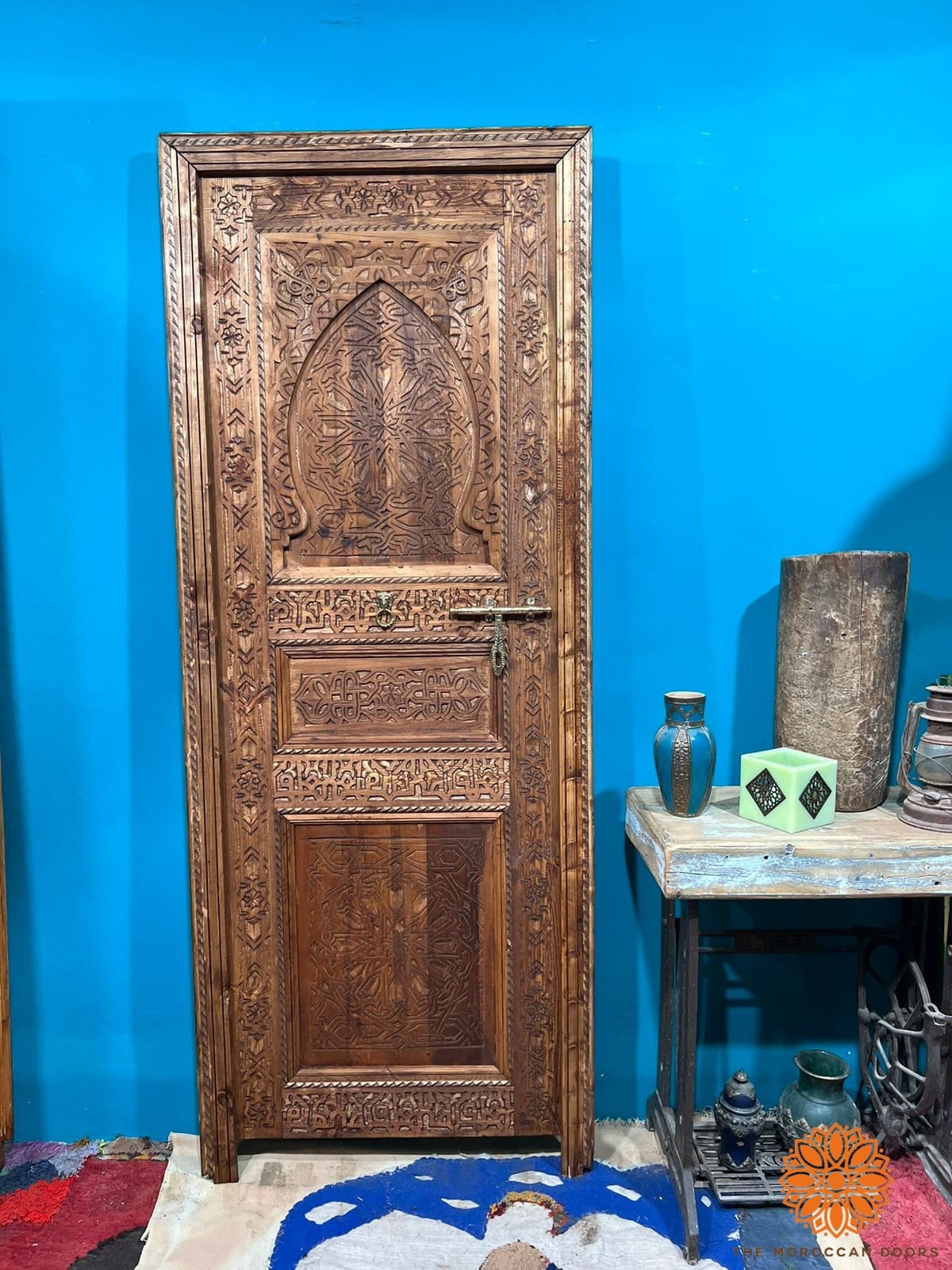 Wooden Carved Door Style Boho WRITING With Carved BRASS Locker, Closet Interior Door designer Home Moroccan Gift Doors Modern Door & Locks .