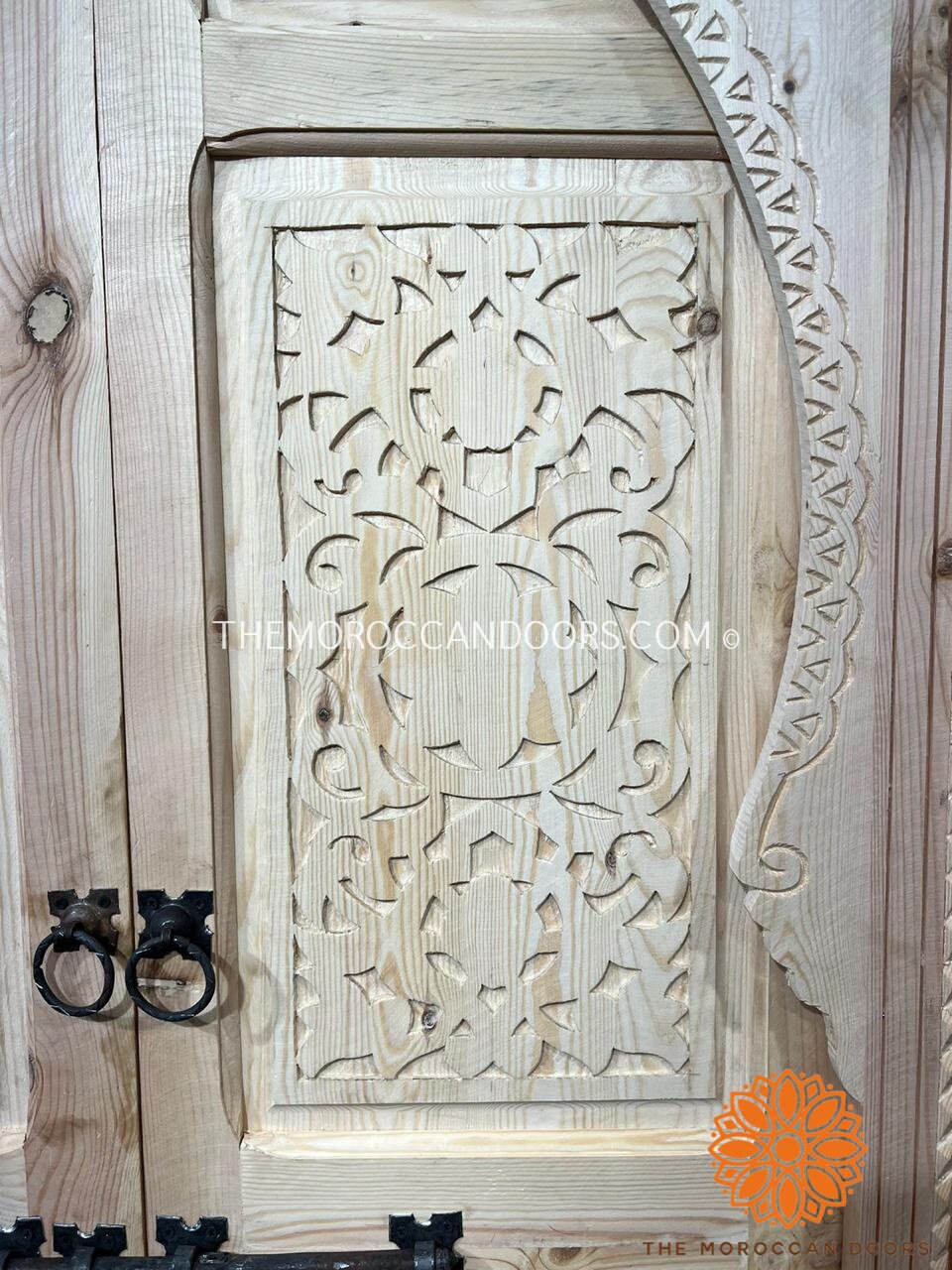 Carved Panels Hand Carved Indoor With Handmade Moroccan Work Andalusian Moorish Double Bedroom Door, Carved Wooden Door