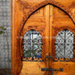 Porte double avec fenêtre en fer forgé a la marocaine Sculpté a la main, Wooden door, Vintage door, home doors, Custom Sliding Door