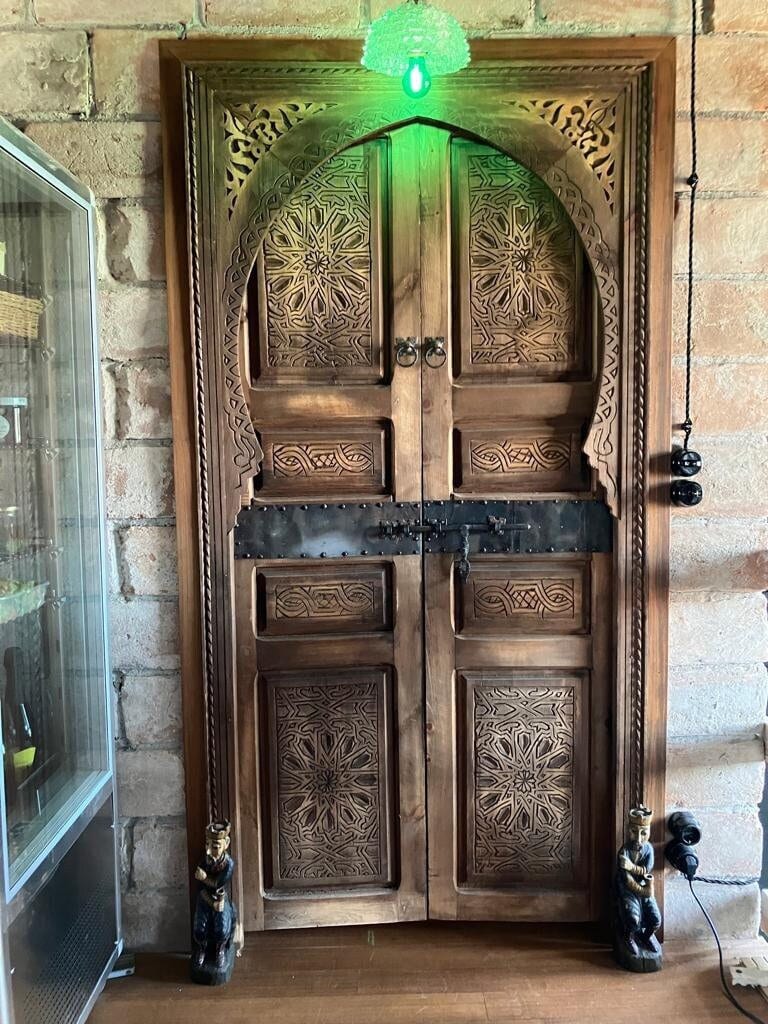 Porte Sculptée Marocaine Traditionnelle Porte En Bois Sculptée, Exterior Interior Door,