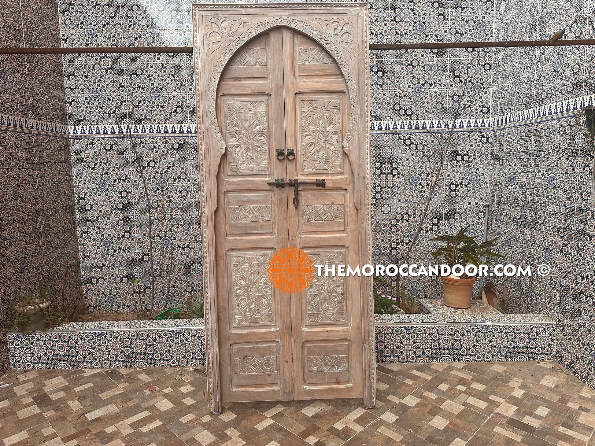hand-carved Moroccan door
