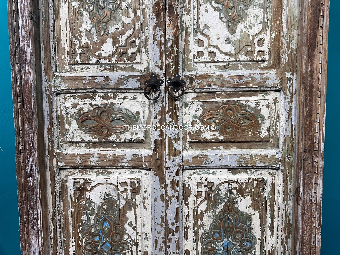 FREE SHIPPING: Beautiful Wooden Old Door With Frame, Hand Carved Wooden Moroccan Vintage door.